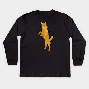 Siberian Husky golden art Kids Long Sleeve T-Shirt